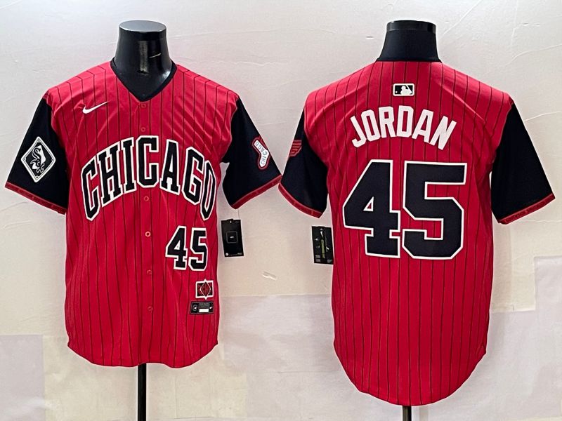 Men Chicago White Sox #45 Jordan Red Stripe Joint Name 2025 Nike MLB Jersey style 10->chicago white sox->MLB Jersey